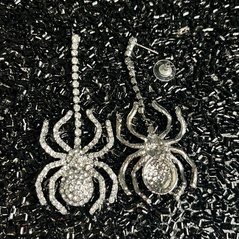 Rhinestone Spider Earrings